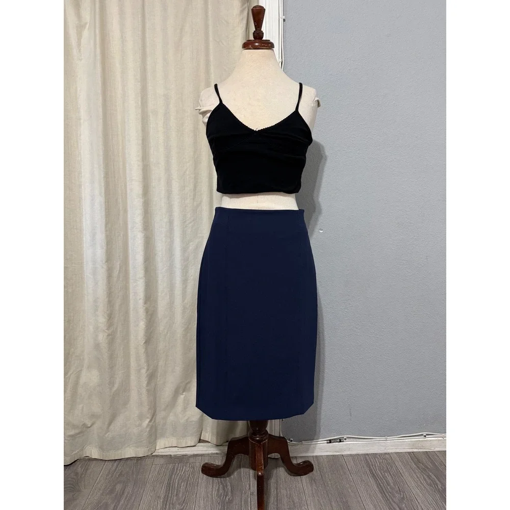Ann Taylor Women Navy Blue Career Pencil‎ Skirt Business Office Workwear Size 6